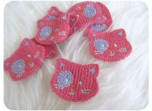 Häkelapplikation - Katze in pink