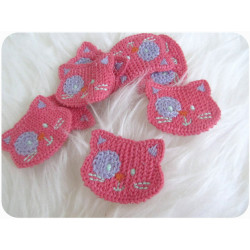 Häkelapplikation - Katze in pink