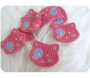 Häkelapplikation - Katze in pink