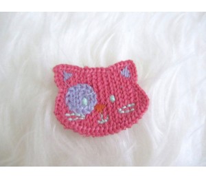 Häkelapplikation - Katze in pink