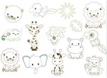 Stickserie - Dschungeltiere Fransenappli