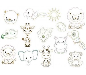 Stickserie - Dschungeltiere Fransenappli