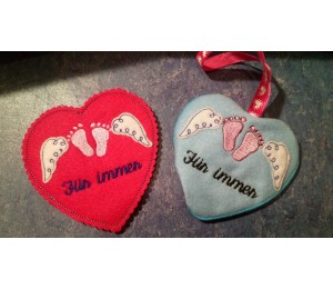 Stickdatei Baby Engel - ITH Herz und Engelsflügel Füßchen für Sternchen