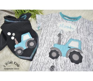 Stickdatei - Traktor Sterne mit Anhänger inkl. Puschendatei