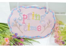 Stickdatei ITH - Türschild Spring Time & Doodle Schriftzug