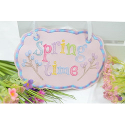 Stickdatei ITH - Türschild Spring Time & Doodle Schriftzug