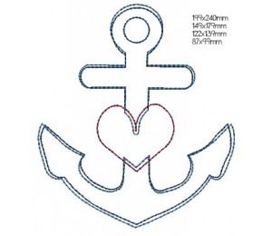 Stickdatei - Anker Herz 2 Doodle