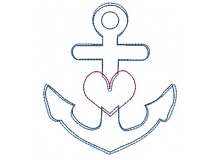 Stickdatei - Anker Herz 2 Doodle