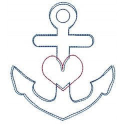 Stickdatei - Anker Herz 2 Doodle