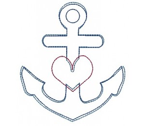 Stickdatei - Anker Herz 2 Doodle