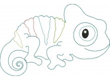 Stickdatei - Chamäleon Reptil Fransenappli