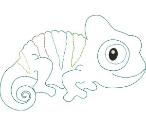 Stickdatei - Chamäleon Reptil Fransenappli