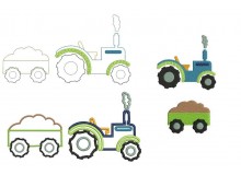 Stickdatei - Trekker mit Anhänger