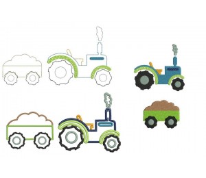 Stickdatei - Trekker mit Anhänger