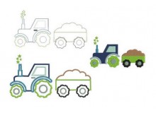 Stickdatei - Traktor Sterne mit Anhänger inkl. Puschendatei