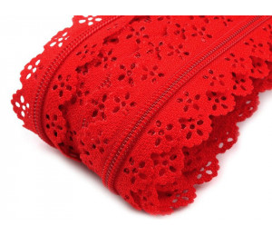 Reißverschluss Spitze 3mm endlos mit 2 Schieber ROT