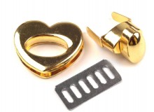 Taschenverschluss HERZ drehbar gold