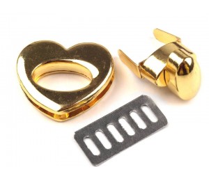 Taschenverschluss HERZ drehbar gold