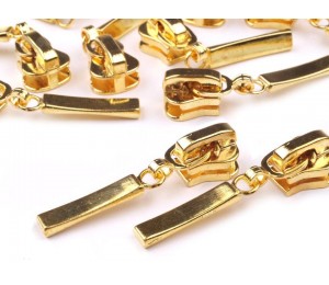 Endlos Reißverschluss 5mm mit 2 Schieber -Gold farben