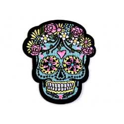 Aufbügler - Applikation blumiger Totenkopf 