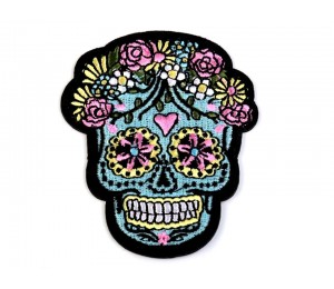 Aufbügler - Applikation blumiger Totenkopf 