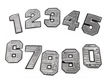 Aufbügler Zahlen mit Pailletten silber