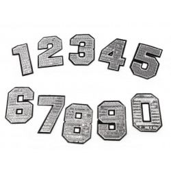 Aufbügler Zahlen mit Pailletten silber