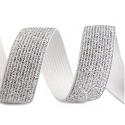 Gummiband Breite 20 mm mit Lurex weiß