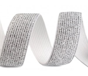 Gummiband Breite 20 mm mit Lurex weiß