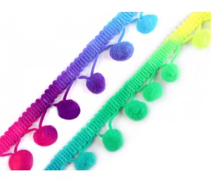 Bommelborte neon bunt Breite 35 mm