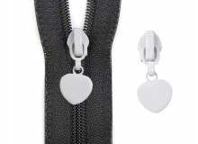 Schieber Zipper zu Spiralreißverschlüsse 5 mm Herz weiß