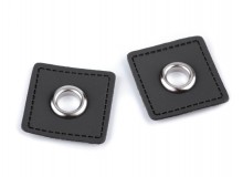 2St. Öse auf Kunstleder Viereck 30x30mm grau