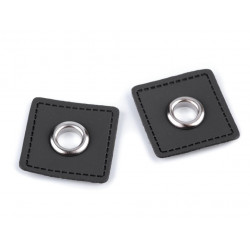 2St. Öse auf Kunstleder Viereck 30x30mm grau
