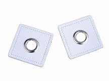 2St. Öse auf Kunstleder Viereck 30x30mm weiß