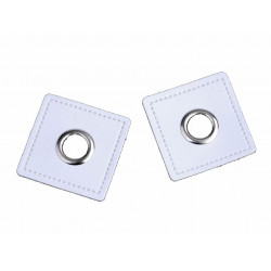 2St. Öse auf Kunstleder Viereck 30x30mm weiß