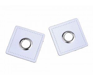 2St. Öse auf Kunstleder Viereck 30x30mm weiß