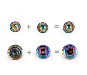 Metalldruckknöpfe Ø 15 mm Regenbogen 