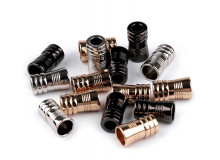 2 St. Metall Endstücke Kordelenden Rillen