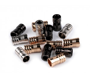 2 St. Metall Endstücke Kordelenden Rillen