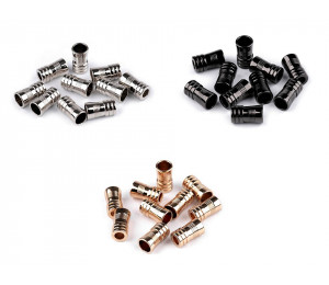 2 St. Metall Endstücke Kordelenden Rillen