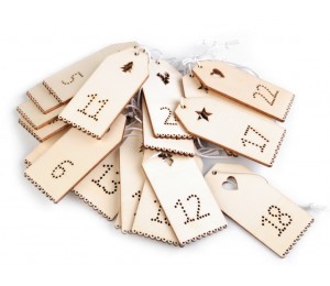 Holzdekoration Adventskalender Zahlen 37x79 mm 