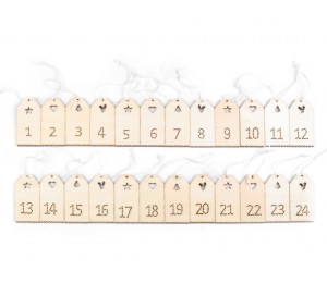 Holzdekoration Adventskalender Zahlen 37x79 mm 