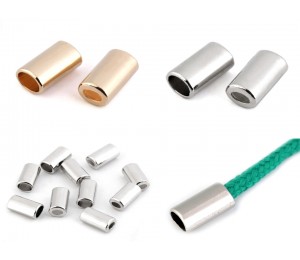 2 St. Metall Endstücke Kordelenden 8x14 mm