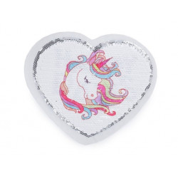 Wendepailletten Applikation Herz mit Einhorn / Happy Day