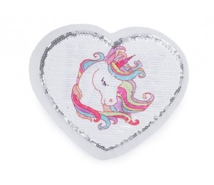Wendepailletten Applikation Herz mit Einhorn / Happy Day