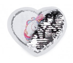 Wendepailletten Applikation Herz mit Einhorn / Happy Day