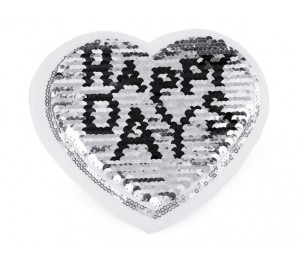 Wendepailletten Applikation Herz mit Einhorn / Happy Day