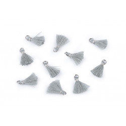 Mini Quaste mit Öse Länge 10-13 mm grau