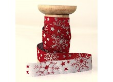 Webband Glitzerkristalle rot silber