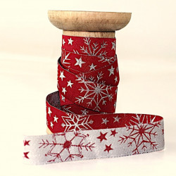 Webband Glitzerkristalle rot silber